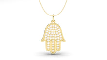 Load image into Gallery viewer, Hand Pendant Amulet with White Diamonds | Hamsa VI
