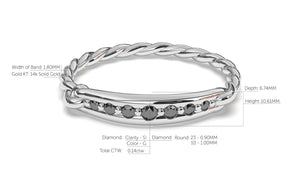Braid Style Ring Set with Round Black Diamonds | Knots Twist XII