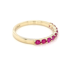 Load image into Gallery viewer, Yellow Gold Ring Band with Round Natural Rubies in Half Shank Arrangement
