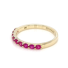 Load image into Gallery viewer, Yellow Gold Ring Band with Round Natural Rubies in Half Shank Arrangement
