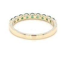 Load image into Gallery viewer, Yellow Gold Ring Band with Round Natural Emeralds in Half Shank Arrangement
