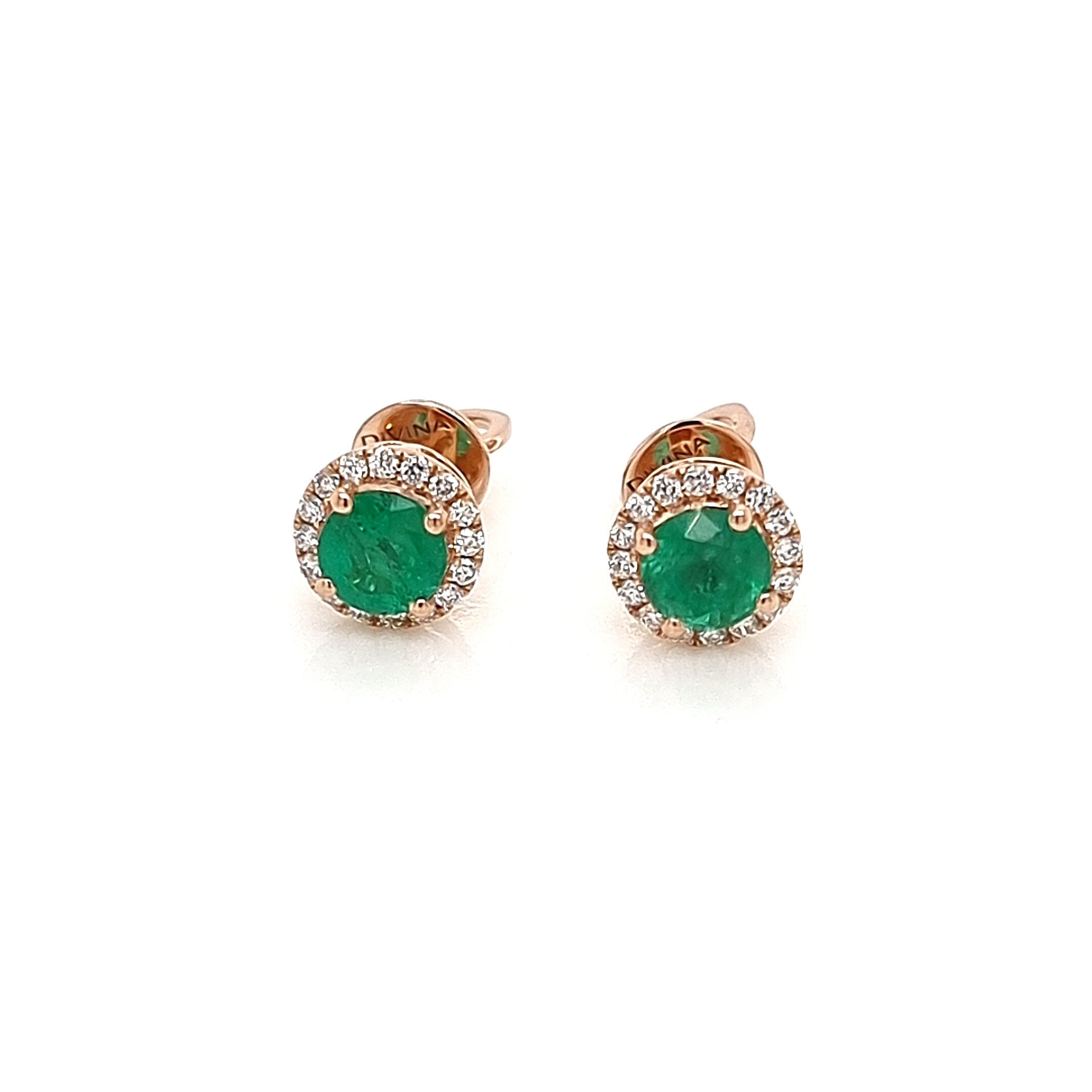 Emeralds and White Diamonds Earrings set in 18K Rose Gold