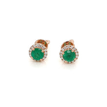 Load image into Gallery viewer, Emeralds and White Diamonds Earrings set in 18K Rose Gold
