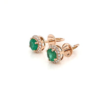 Load image into Gallery viewer, Emeralds and White Diamonds Earrings set in 18K Rose Gold
