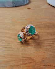 Load image into Gallery viewer, Emeralds and White Diamonds Earrings set in 18K Rose Gold
