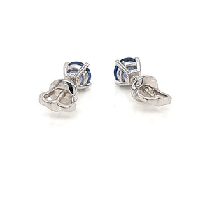 Platinum Studs with Screw Back Lock and Blue Sapphires 1.70 TCW