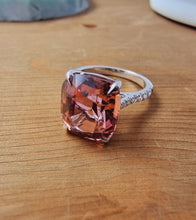 Load image into Gallery viewer, Elegant Statement Ring with Accent White Diamonds and a Certified Mozambique Orange-Pink Tourmaline 6.53 CW
