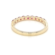 Load image into Gallery viewer, Yellow Gold Ring Band with Round Natural Rubies in Half Shank Arrangement
