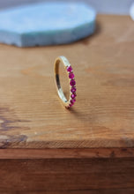 Load image into Gallery viewer, Yellow Gold Ring Band with Round Natural Rubies in Half Shank Arrangement
