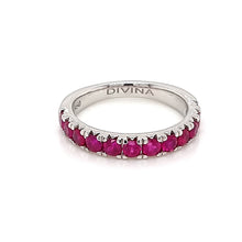 Load image into Gallery viewer, Platinum Ring Band with Round Natural Rubies in Half Shank Arrangement
