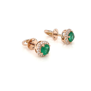 Emeralds and White Diamonds Earrings set in 18K Rose Gold