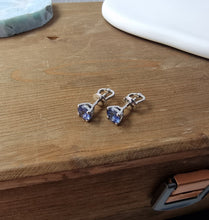 Load image into Gallery viewer, Platinum Studs with Screw Back Lock and Blue Sapphires 1.70 TCW
