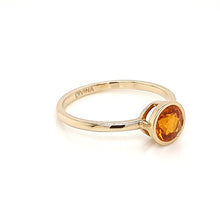 Load image into Gallery viewer, Solitaire Orange Sapphire Ring in Bezel Setting made of 14K Yellow Gold 1.22 TCW
