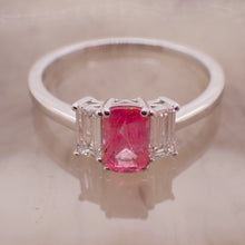 Load image into Gallery viewer, 18K White Gold Trilogy Ring with Diamonds and Pink Spinel
