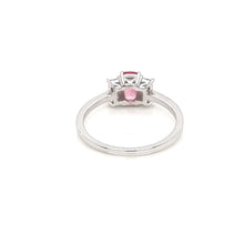 Load image into Gallery viewer, 18K White Gold Trilogy Ring with Diamonds and Pink Spinel

