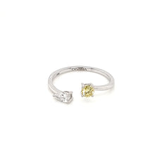 Load image into Gallery viewer, Toi Moi Style Ring in 18K White Gold with Yellow Round Diamond and White Pearshape Diamond

