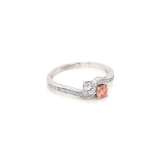 18K White Toi Moi Ring with Lab Grown White and Lab Grown Pink Diamonds