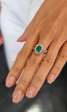 Load image into Gallery viewer, Emerald Halo Ring with White Diamonds made in 9K White Gold
