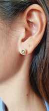 Load image into Gallery viewer, Yellow Gold Unique Earring Studs with White Accent Diamonds and Mali Garnet 1.05 CW

