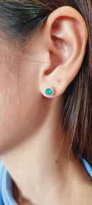 Emeralds and White Diamonds Earrings set in 18K Rose Gold