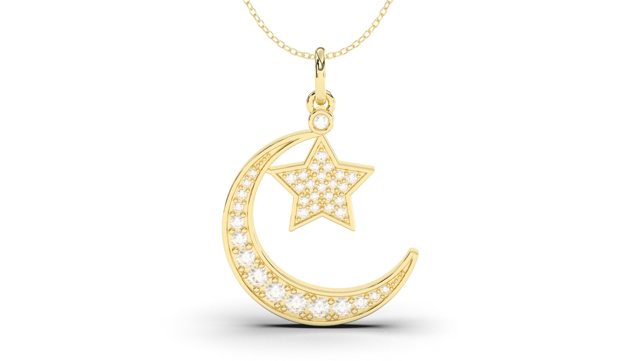 Crescent and Star Diamond Pendant | Islam I
