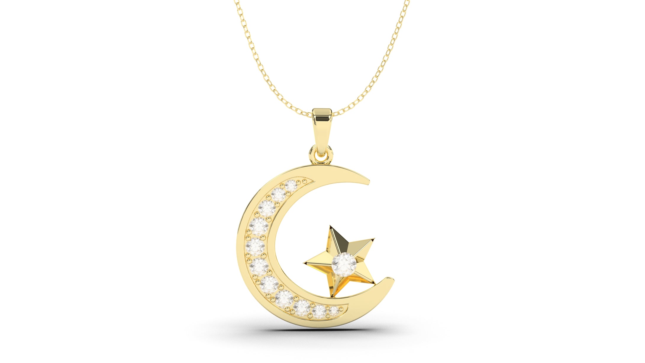 Star and Crescent Pendant with Diamonds | Islam II