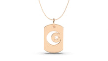 Load image into Gallery viewer, Dog-Tag Style Pendant with Crescent and a Star | Islam III
