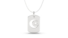 Load image into Gallery viewer, Dog-Tag Style Pendant with Crescent and a Star | Islam III
