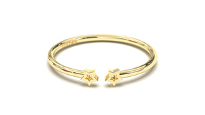 Stackable Ring with Open Design and Two Gold Stars Facing Each Other | Mix & Match Solo I