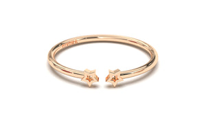 Stackable Ring with Open Design and Two Gold Stars Facing Each Other | Mix & Match Solo I