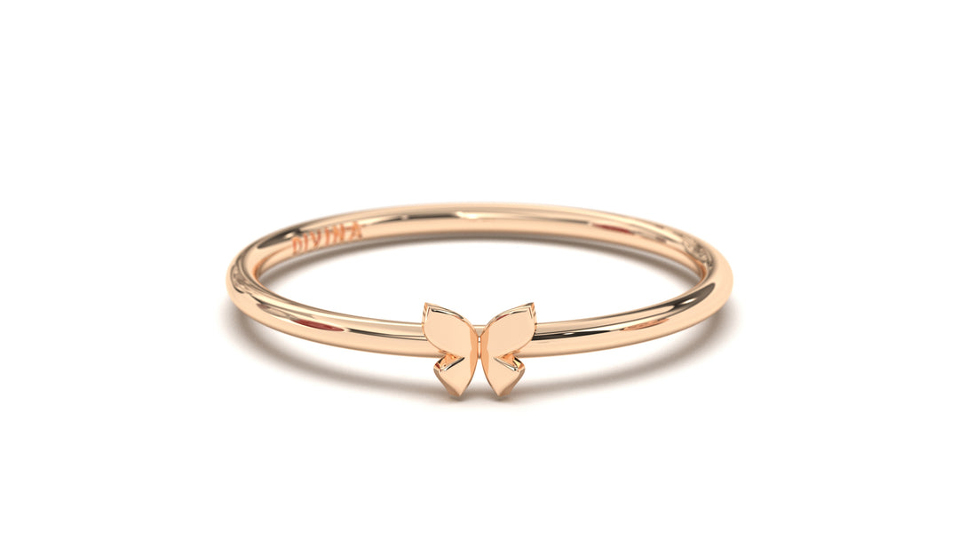 Stackable Ring with Center Piece Butterfly  | Mix & Match Solo III