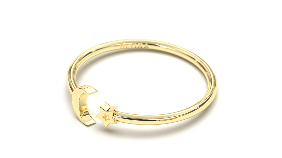 Ring with Star and Moon Central Open Design | Mix & Match Solo V