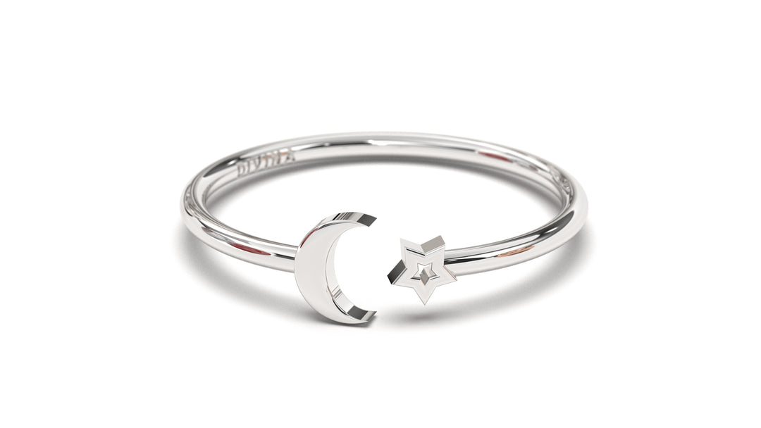 Ring with Star and Moon Central Open Design | Mix & Match Solo V