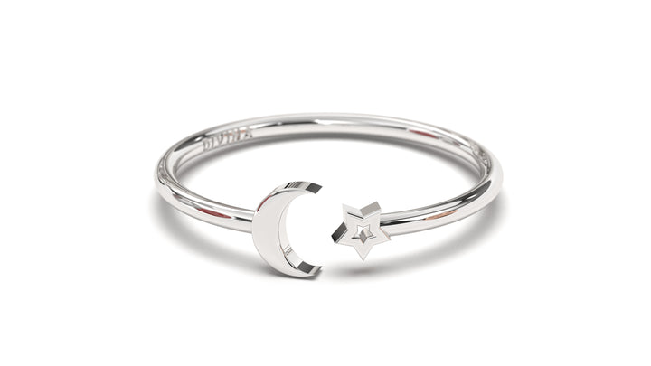 Ring with Star and Moon Central Open Design | Mix & Match Solo V