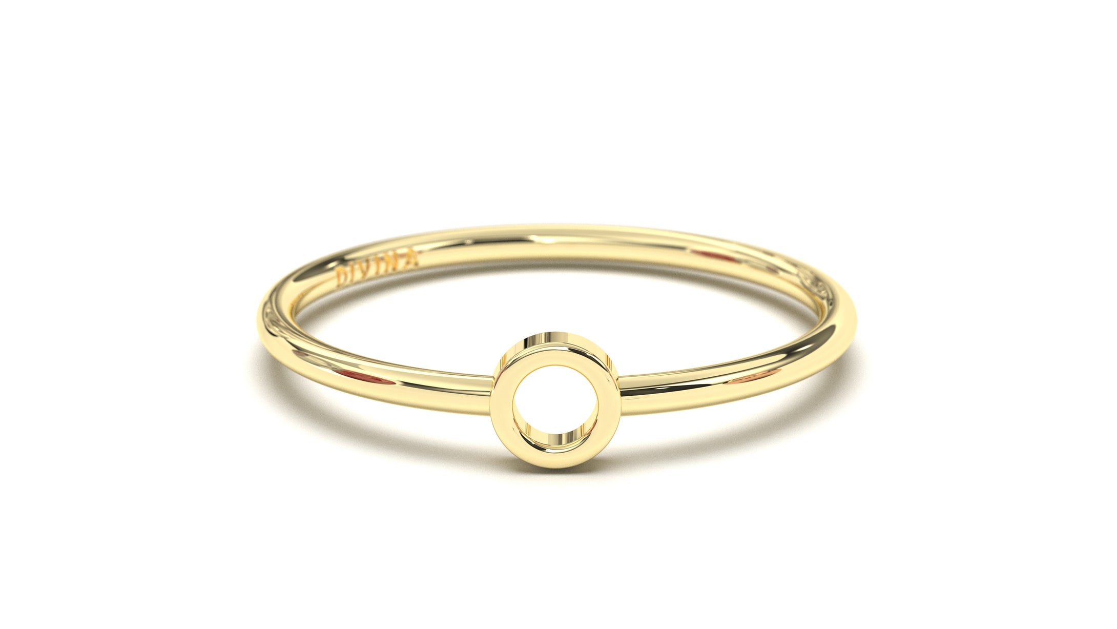 Stackable Ring with Center Piece Hollow Circle | Mix & Match Solo IX